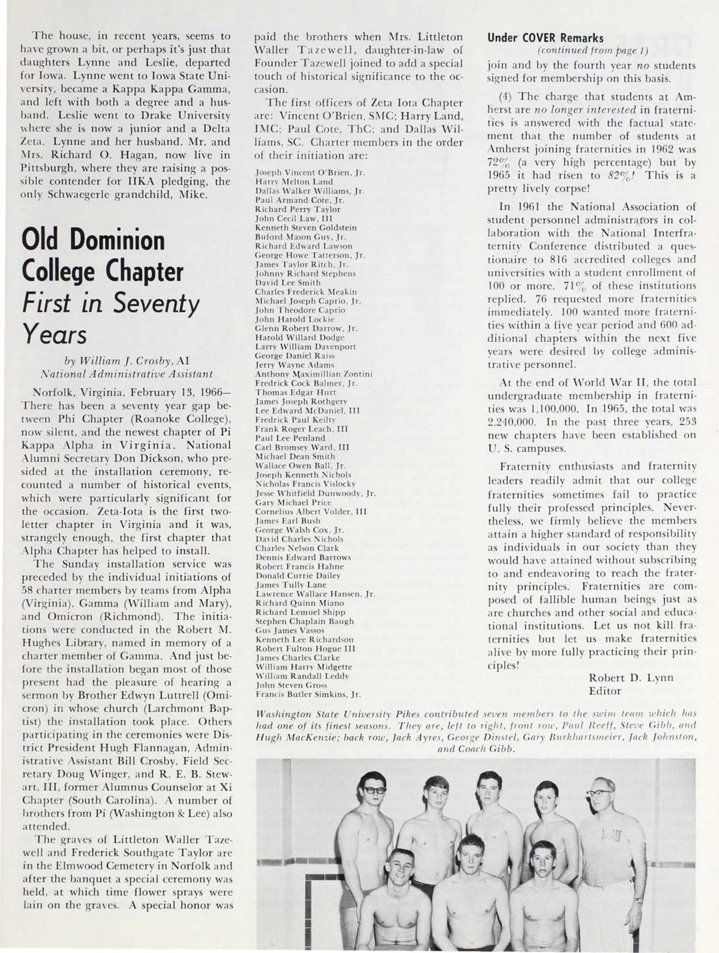 Washington State University Pikes Contributed Seven Members Photograph, June 1966